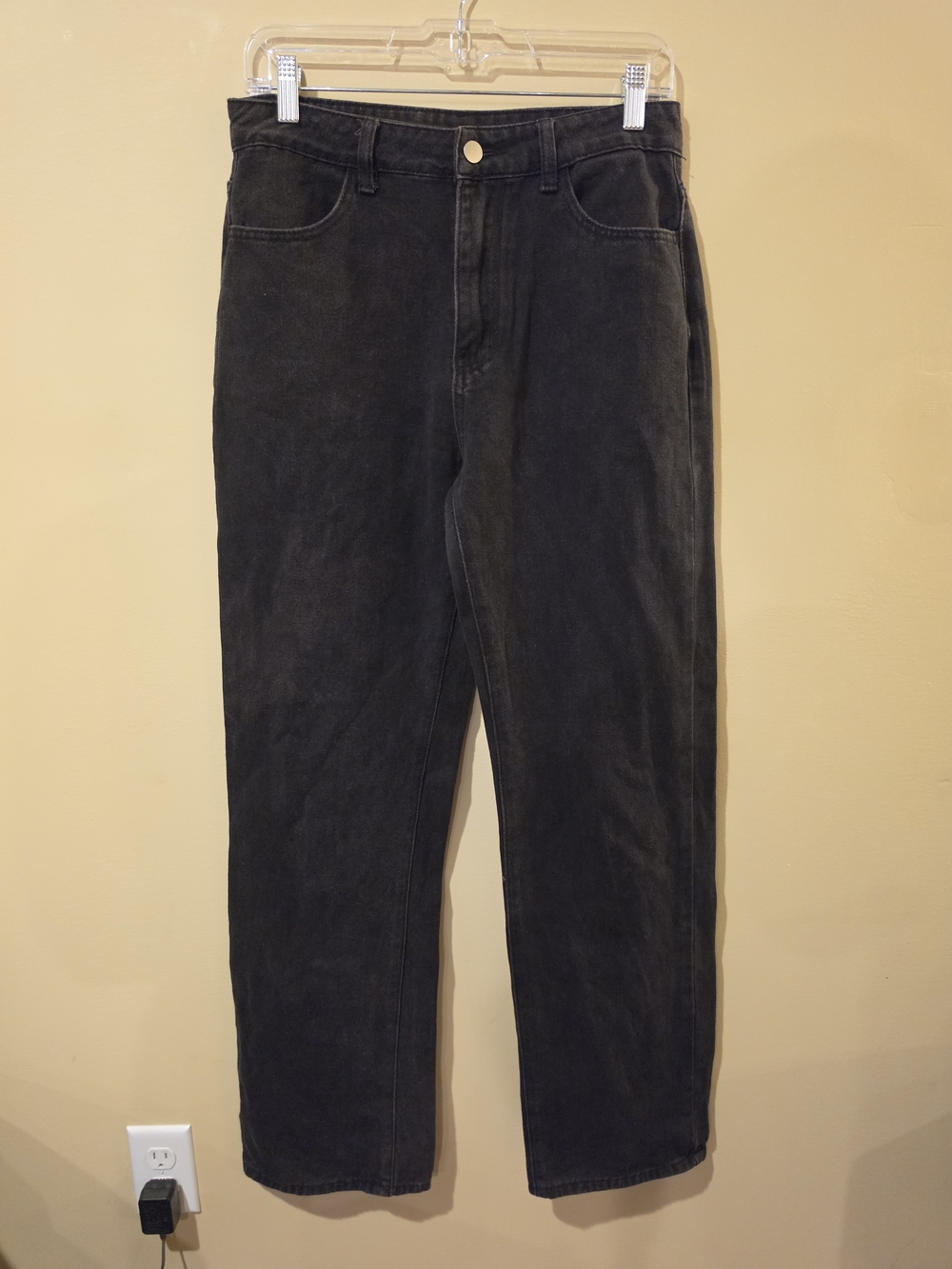 Shein Women's Black High-Rise Straight-Leg Jeans